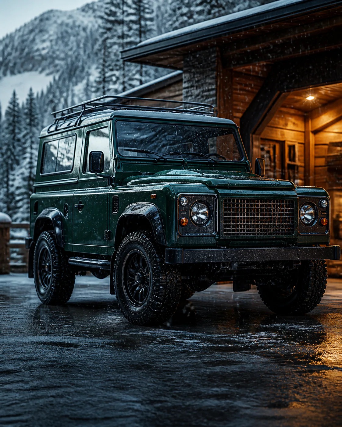 Moderner Geländewagen in winterlicher Umgebung